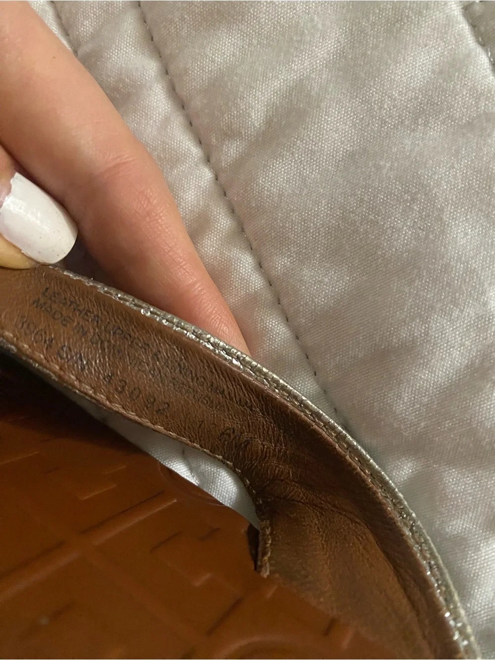 Tory Burch Silver and Brown Logo Thong Sandals